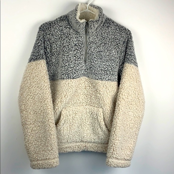 Love Tree Sweaters - Love Tree Sherpa Zip Pull Over Sweater